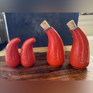 Mid Century Modern GERZ GERMANY Stoneware Red Salt & Pepper - Oil & Vinegar K-2